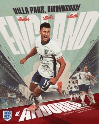 开云电子-英格兰发布对阵安道尔的赛前海报，沃特金斯出镜